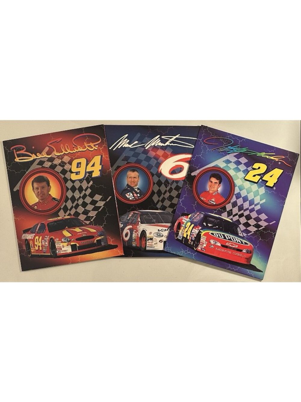 (3) Lot Jeff Gordon & Others 1998 Top Flight Nascar Folders 9 1/4 X 11 3/4